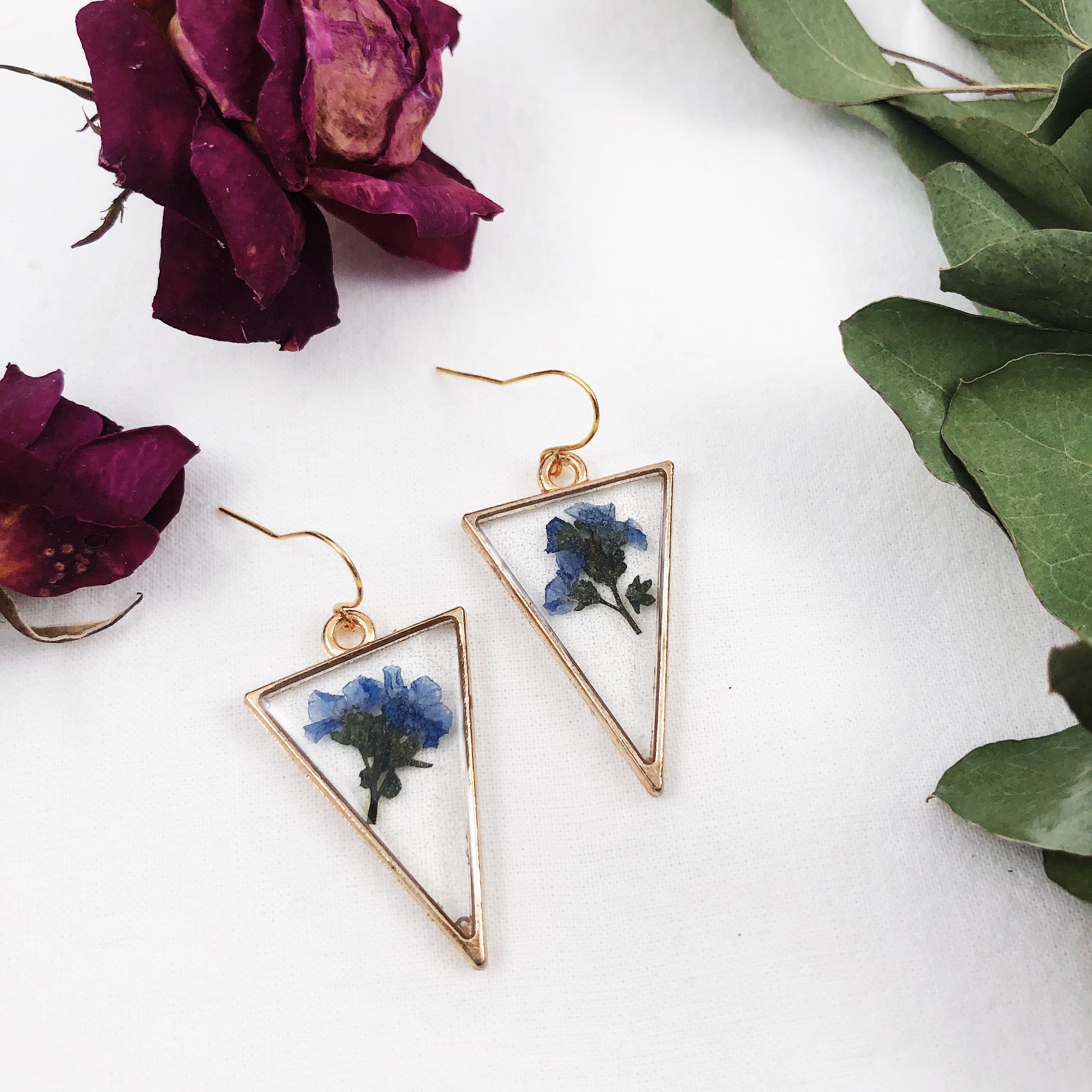 Everly - Triangle Forget Me Not Earrings