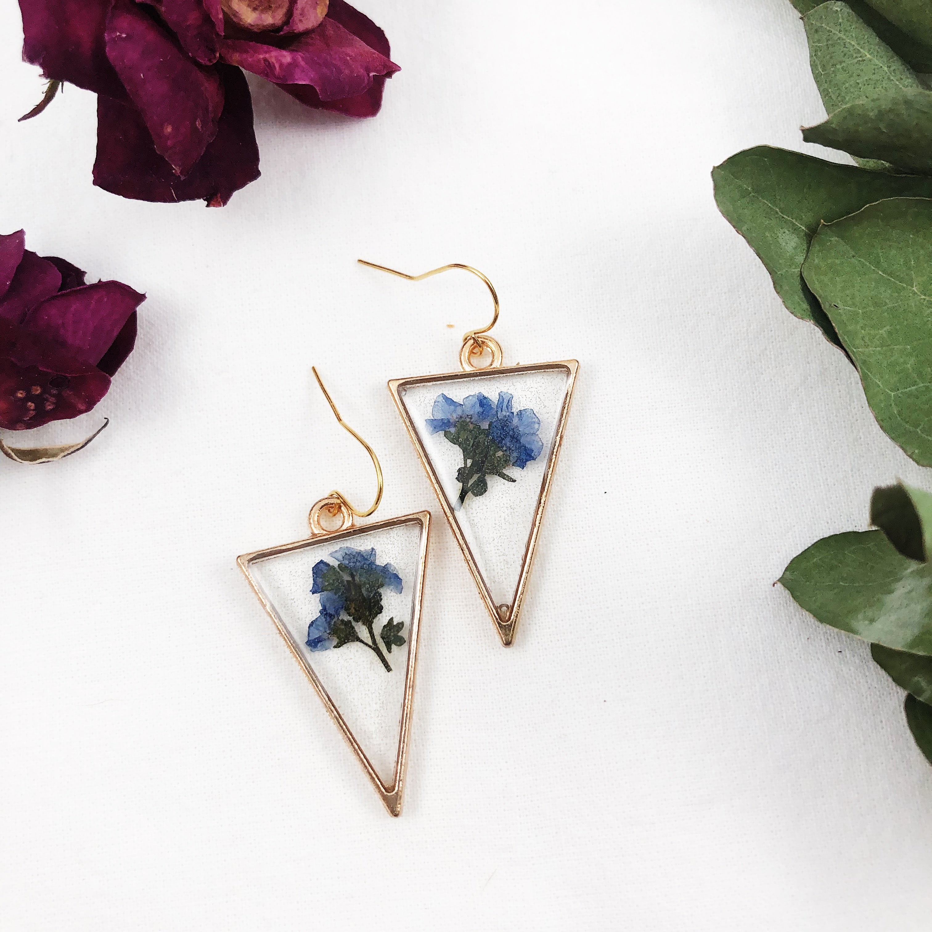 Everly - Triangle Forget Me Not Earrings