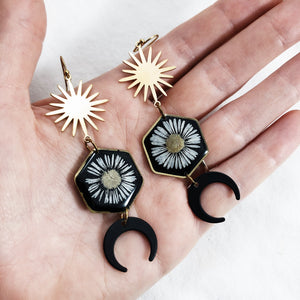 Midnight Daisy Moon Earrings