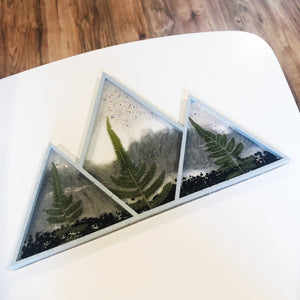 10”x6.25” Foggy Mountains Jewelry Tray with Preserved Ferns