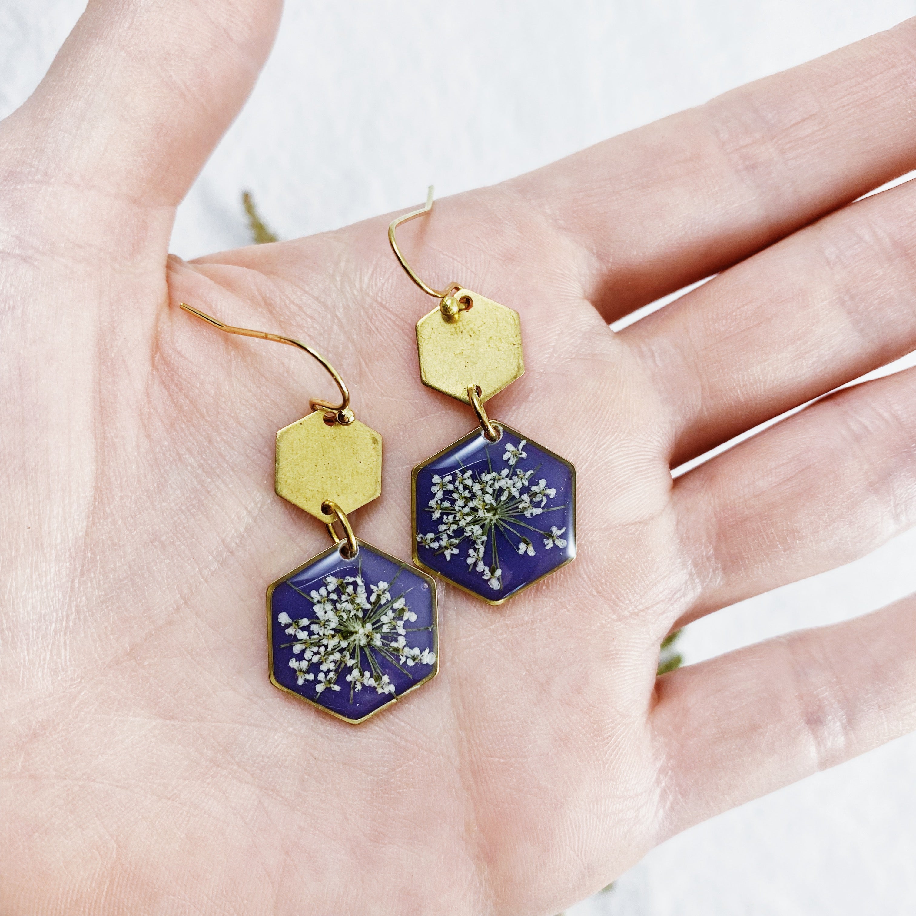 Compassion Collection - Brass Hexagon Earrings