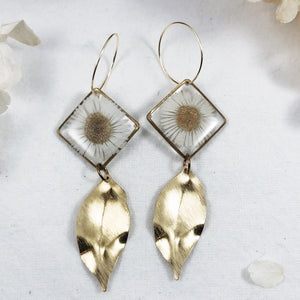 Golden Daisy Leaf Earrings