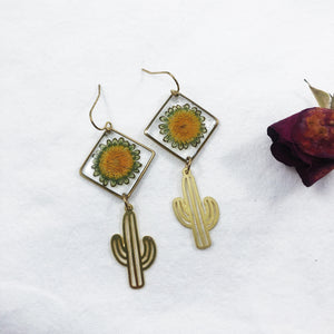 Tuscan Sun Collection - Flower Head Cactus Earrings