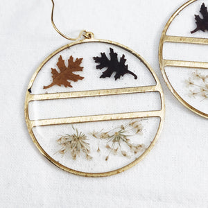 Fall Collection - Gold Round Leaf & Queen Anne’s Lace Earrings