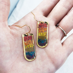 Gold Rainbow Flower Pride Earrings
