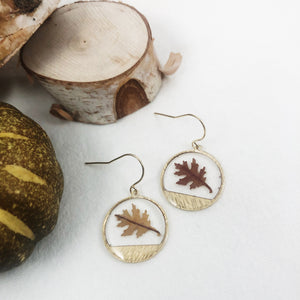 Fall Collection - Tiny Gold Horizon Leaf Earrings