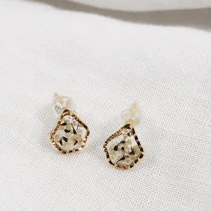 Phoebe - Dainty Gold Stud Earrings with Pressed Flowers