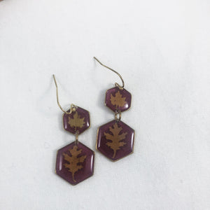 Fall Collection - Red Hexagon Leaf Dangles
