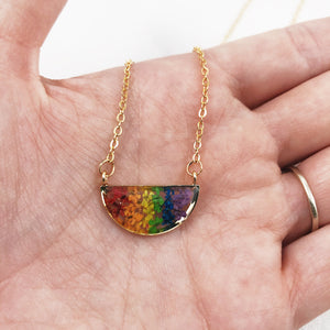 Dainty Rainbow Flower Pride Necklace