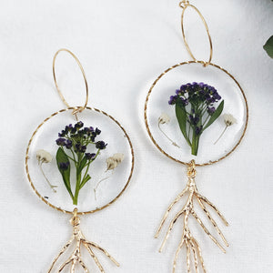 Floral Earrings with Golden Roots