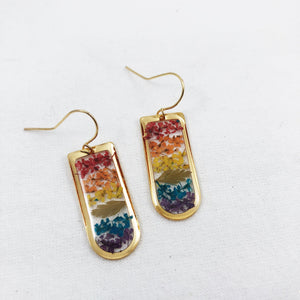 Silver Rainbow Flower Pride Earrings