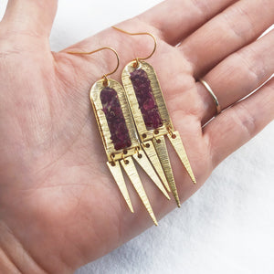 Tuscan Sun Collection - Gold Crushed Petal Dangle Earrings