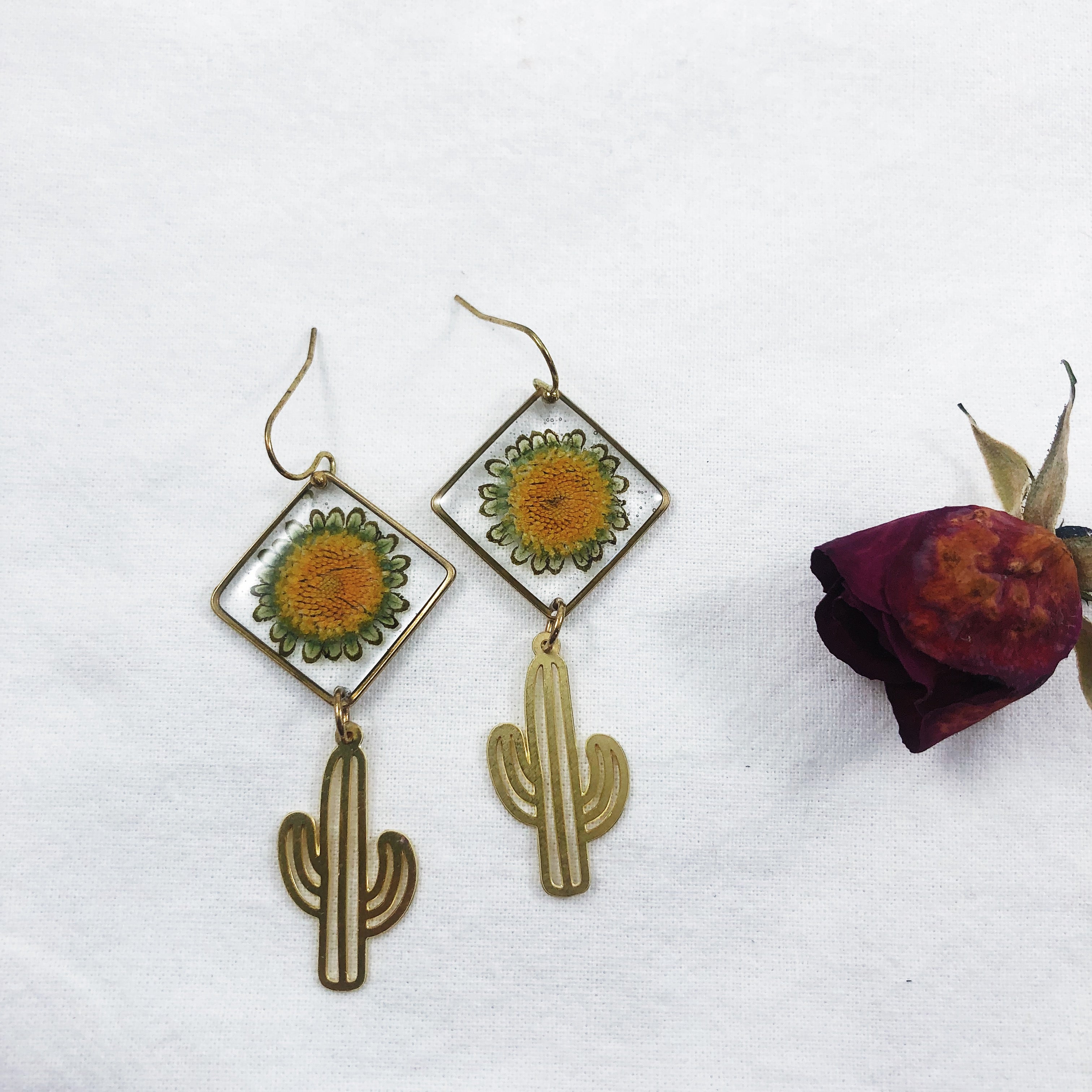 Tuscan Sun Collection - Flower Head Cactus Earrings
