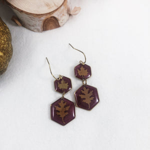 Fall Collection - Red Hexagon Leaf Dangles
